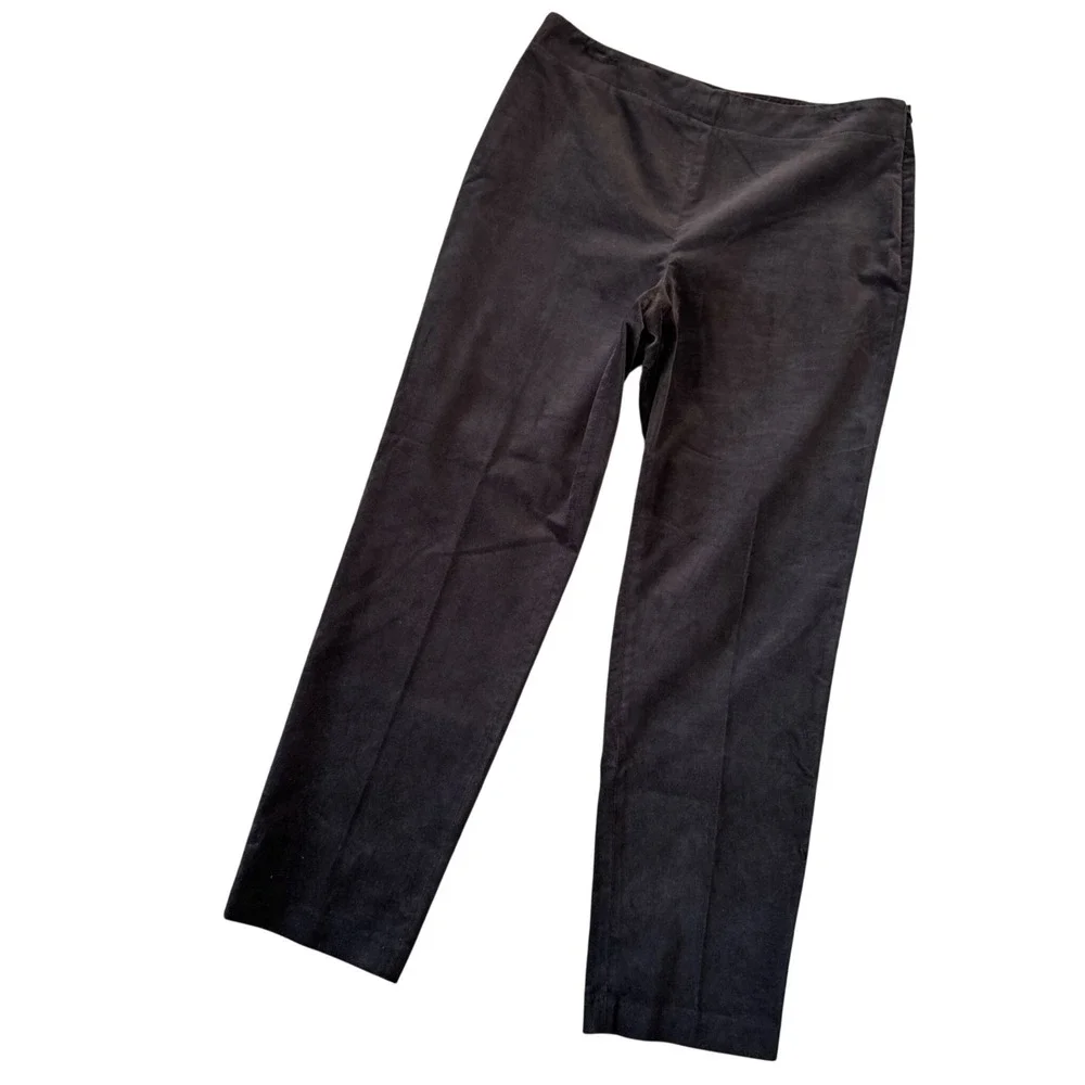 Talbots 12 Brown Velvet Slim Pants Side Zip Quiet Luxury Chic Old‎ Money Classic